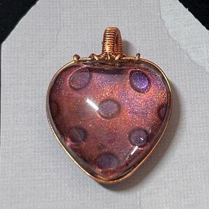 Artisan Wire wrapped resin necklace pendant. Handmade. Unique.